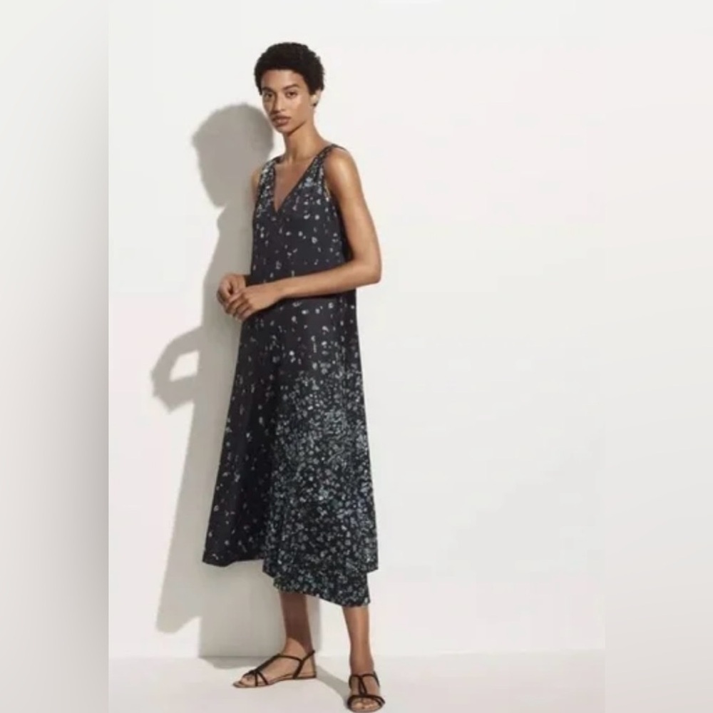 Vince Black Floral Midi Dress